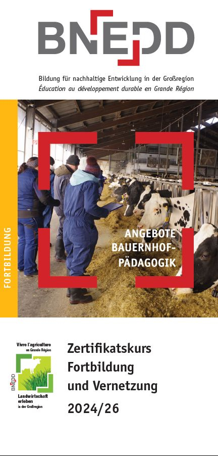 Titelblatt Faltblatt Bauernhofpädagogik Grossregion 2024 bis 2026